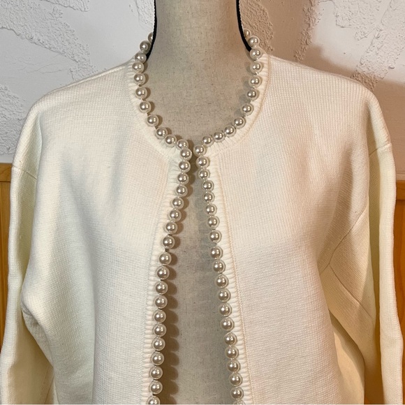 NWT Commense Faux Pearl Trim Cardigan Sz-M - Picture 3 of 12